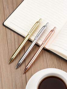1支装优雅金属圆珠笔礼盒套装，带笔夹，奢华金属伸缩圆珠笔套装，1.0mm黑色墨水，书写流畅，适用于商务办公、行政、学校文具用品 - 彩色 - 查看 2