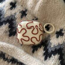 Minimalist High-End Transparent Asymmetrical Line With Hanging Ring Earphone Case Compatible With Airpods Pro 2, Cute Apple 4 Minimalist 3 New 1/2 Generation Women Earphone Case Protective Cover - Apricot - View 2