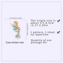 50张美人鱼贴纸，卡通生日礼物贴纸，学生DIY笔记本日记防水贴纸，女孩贴纸 - 彩色 - 查看 5