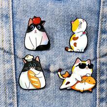 4件套可爱猫咪珐琅胸针时尚装饰胸针饰品翻领包包徽章珠宝礼品 - 彩色 - 查看 1