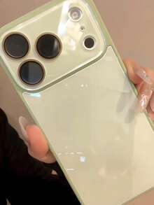 Minimalist Electroplated Glass Phone Case Compatible With IPhone 17 Pro Max, Women's Luxury Reflective Mirror Protective Cover Compatible With IPhone 16, 15, 14, 13 With Lens Film, Anti-Fall High-End Goddess Super Popular - Green - View 3