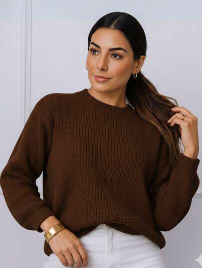 Blusa feminina manga longa de frio tricô cropped elegante ponto fang