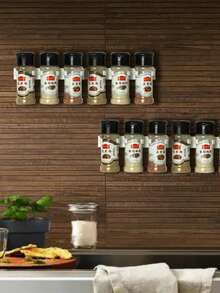 2pcs Grey Plastic Kitchen Jar Rack Wall-Mounted Adhesive Seasoning Bottles Holder Spice Bottle Holder Tool Kitchen Storage Rack - Multicolor - View 3