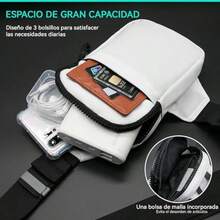 bicicleta para hacer ejercicioCXJYSD Mini Bolso Cruzado En El PechoPara Hombre Y Mujer Con Bolsillos Dobles Riñonera Impermeable Con Manos Libres Adecuado Para Deportes Al Aire Libre Correr Y Viajar Blanco-01 - Blanco01 - Ver 2