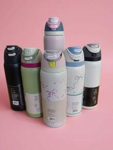 Owal-A 32盎司不锈钢保温水瓶 - 防漏运动水瓶，配备双功能吸嘴盖、翻盖吸管和宽口设计 - 保温/保冷长达24小时 - 非常适合健身、旅行和日常使用 - 彩色 - 查看 1