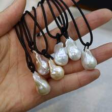 1Piece Fashion Baroque Natural Freshwater Pearls Pendant Flameball Pearl Bead Necklace Women Girl's Choker Jewelry Accessories 67cm Chain - Fishtail Rock - View 6