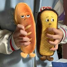 1pc Plush Bread Shaped Cartoon Pencil Case, Cute Soft Toast Style Emotional Stationery Bag, Interesting Creative Zipper Durable Pencil Pouch Office Supplies Kids Pencil Bag, Large Capacity Student Unique Stationery Box Pencil Case Baguette Pencil Bag School Supplies - Multicolor - View 10