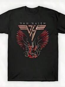 Van Halens Band #713 T-Shirt Tee Geometric Gradient Color Block Sleep T-Shirt Nightwear Tops Modern Artistic Style - Black - View 1