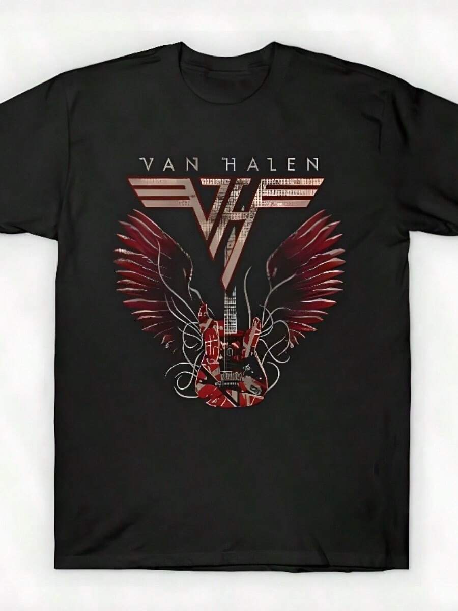 Van Halens Band #713 T-Shirt Tee Geometric Gradient Color Block Sleep T-Shirt Nightwear Tops Modern Artistic Style - Black - View 1