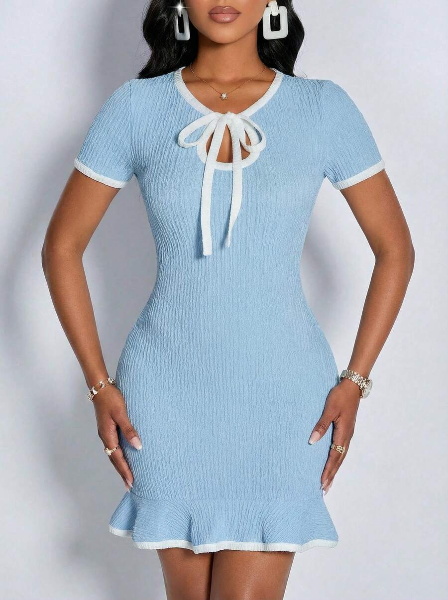 Amarilo Sexy & Elegant Women's Mini Dress - Blue - View 1