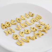 1 Set Of 26pcs Stainless Steel Bubble 26-Letter Pendant DIY Handmade Chain Necklace Earrings Jewelry Making Supplies Accessories - Gold - View 6