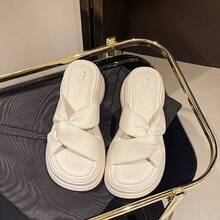 Sandalias de plataforma con tacón de cuña para mujer Sandalias de plataforma de verano para mujer - Novedad Sandalias para exterior con suela blanda, transpirables y antideslizantes. Suela gruesa con detalles trenzados para un sofisticado estilo playero francés. El diseño en negro combina a la perfección con vestidos. - Blanco - Ver 7