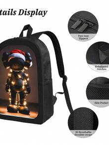 Kawss Kawaii Kaw  Anime Cartoon Men&AposLarge Capacity Backpack With Adjustable Shoulder Straps For Convenient Design, Waterproof And Scratch Resistant, Travel, And Commuting Backpacks - màu đen - Xem 4