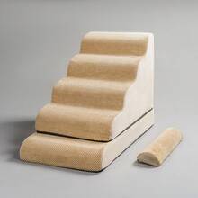 1件装多功能宠物攀爬梯，可拆卸海绵踏板，适用于小型犬和猫的坡道梯 - 米色 - 查看 5