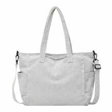 Women's Shoulder Bag, Crossbody Tote, Multipurpose, Large Capacity, Corduroy,  Bag With Zipper - 灰色 - 查看 1