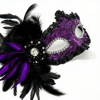 Maskerade-Maske für Frauen Venezianische Maske/Halloween/Party/Ball Prom/Karneval/Hochzeit/Wanddekoration (Lila)