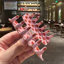 1 Pc Woman Mutible Red Heart Print Cute Hair Claws Clips,Pink Accessories Valentine's Day Valentines Hair Jaw Clip Hair Clamps Hair Clutch Hair Catcher Clip, Claw Clip Fall Winter Hair Clip Hair Accessories Women Vacation Outfits Woman Valentines - 紅色 - 查看 2