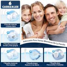 irrigador bucal de agua, limpiador dental con 3 modos y 8 boquillas, tanque de 250 ml, portátil inalámbrico, IPX7 impermeable, apto para varios miembros de la familia, viaje y ducha - Negro11 - Ver 3