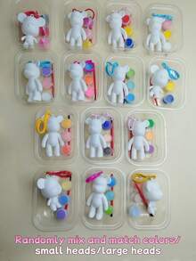10pcs Fluid Bear DIY Painting Set, Hand-Painted DIY Graffiti Decor, Paints, Spoons, Plastic Bears, Brushes, Creative Craft Supplies, Painting Set For Back To School, Graduation, Party Events, Meaningful Holiday Gifts, Also Suitable For Stuffing Christmas Stockings (Big Head Bear And Small Head Bear Available, Random Color Paints) - Multicolor - View 27