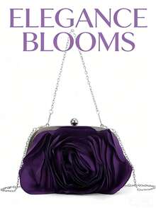 Evening Bag Flower Bride Bag Purse Full Dress Dinner Party Handbag Wedding Clutch Women Evening Purse Lady Clutches Valentines, Exquisite Floral Bag For Women - 紫色 - 查看 1