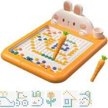 Tablero de Dibujo Magnético,Juguete de tablero de graffiti magnético para niños, con bolígrafo magnético y cuentas,Apta para la educación preescolar,regalos navideños (Naranja),40849053 - Caqui - Ver 1
