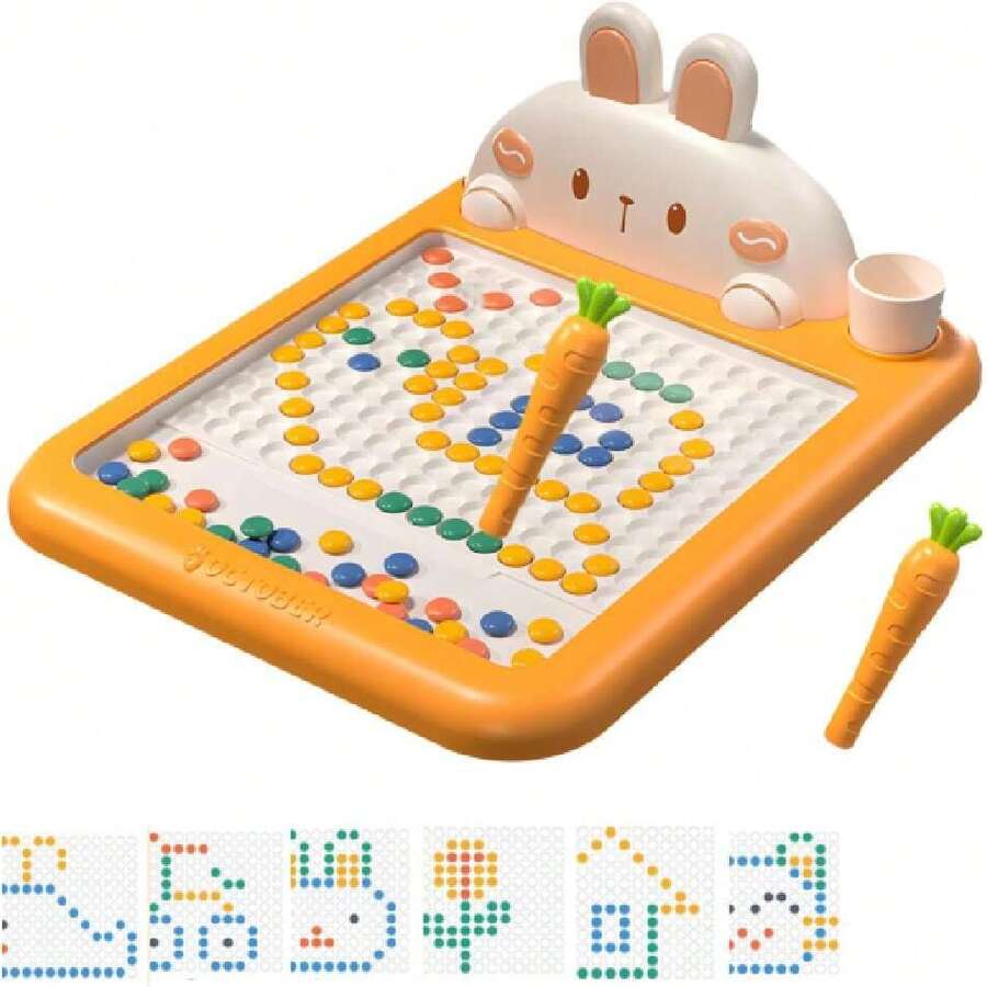 Tablero de Dibujo Magnético,Juguete de tablero de graffiti magnético para niños, con bolígrafo magnético y cuentas,Apta para la educación preescolar,regalos navideños (Naranja),40849053 - Caqui - Ver 1