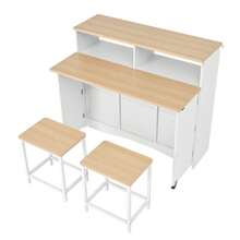 Kitchen Island With Wheels, Extendable Dining Table With Chairs, Sideboard With Ample Storage Space, Ideal For Kitchen And Dining Room As A Sideboard (White) - 白色 - 查看 5