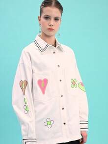 Women's Good Quality Appliqué Mix Shirt-MADE IN TURKEY - White - View 1
