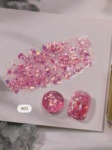 2026新款15ml容量情人节礼物夏季梦幻婚纱云锦碎钻超亮细闪糖果冰透明不规则闪粉玻璃纸凝胶指甲油，季节星光闪粉持久亮泽美甲 - 彩色 - 查看 15