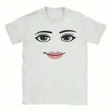 High Quality Novelty  Woman Face Game Meme Graphic T Shirts Men Women Fashion Short Sleeve T-Shirts Unisex Tops,Women Clothing - 白色2 - 查看 1