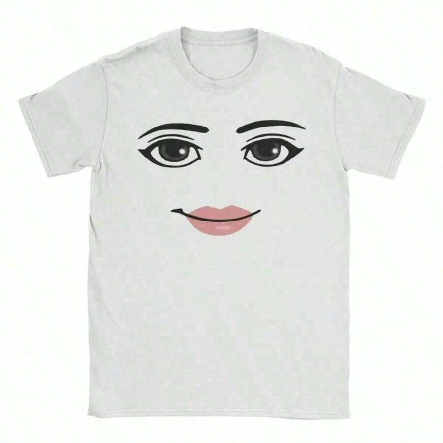 High Quality Novelty Woman Face Game Meme Graphic T Shirts Men Women Fashion Short Sleeve T-Shirts Unisex Tops,Women Clothing - 白色2 - 查看 1