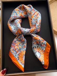 1件装花卉印花方巾，可作披肩、颈巾或头巾，女士适用 - 彩色 - 查看 12