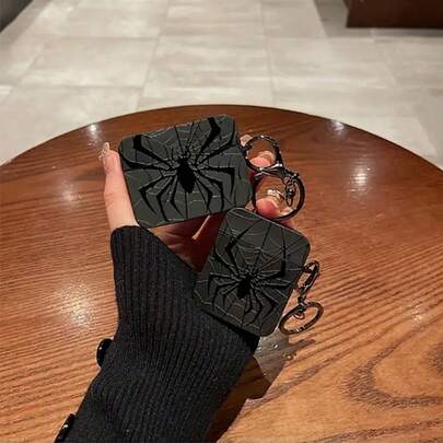 Black Spider Element Single-Sided Pattern Design Protective Case Compatible With Apple 4, Pro 2, 3 Bluetooth Earphone Charging Case