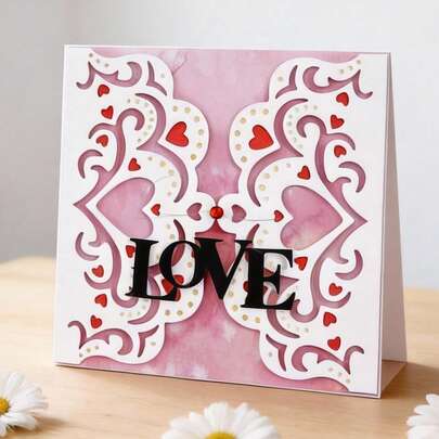 Creative Love And Lace Dies, DIY Scrapbooking Album And Embossing Stencil, Greeting Card Making Tool, Card Paper Cutting Crafts ,Gift Card Making Template Die Cuts.