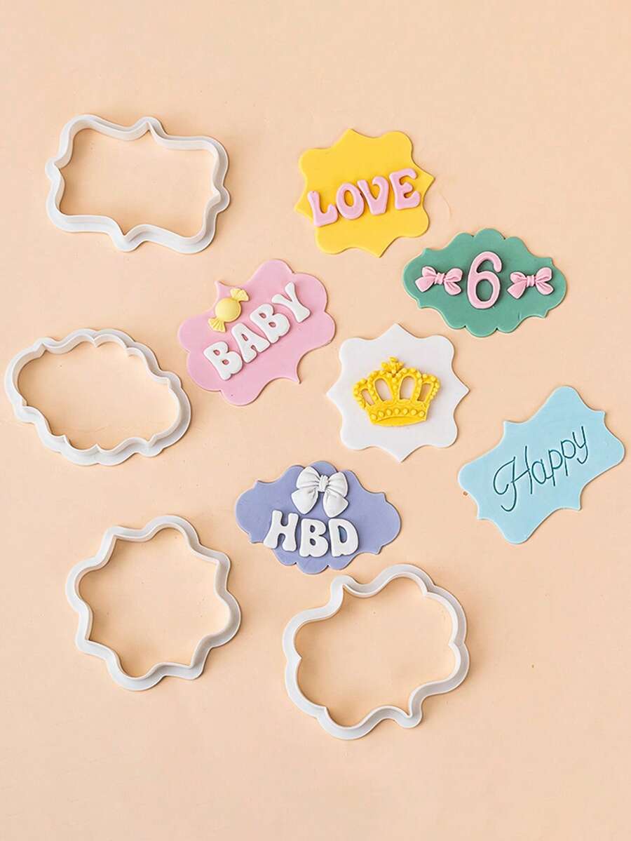 4 piezas de moldes de galletas con forma de burbujas de discurso - Moldes de plástico para decoración de glaseado, pasteles y postres - Multicolor - Ver 1
