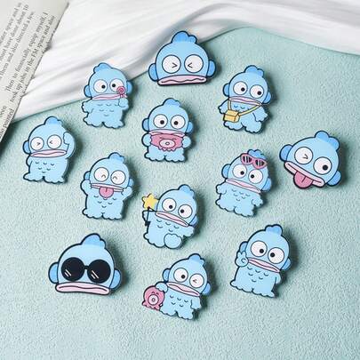 4pcs Cute Blue Marine Creature Shaped Pin With 8 Different Interesting Expression Details (Sunglasses, Pacifier, Bag, Etc.) | Durable Lightweight Pin Suitable For Backpacks, Jackets, Hats, Phone Cases, And DIY Decorations | Cute Kawaii Accessory Suitable For Back To School, Birthday Parties, Summer Clothing, Beach Themed Activities, And Spring/Summer Daily Styling | Fun Pin Set For Children, Teenagers, And Girls - Perfect For Ocean Themed Appearances And Casual Wear