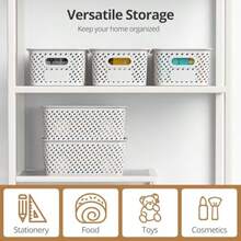 zxxCestas de Plastico con Tapa para Almacenamiento Caas b Pequeñas para Almacenamiento Cestas de Almacenamiento para Organizar Estantes Caones Escritos Armas Oficinas Blancocaja de oficina - Blanco - Ver 4