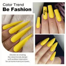 GMUME 16ml Bright Sunshine Yellow Gel Nail Polish No.021 Lively Lemon Citrus Color, Suitable For Summer Beach Vacation, Easter Holiday Manicure Art, Removable UV LED Gel Lacquer 3-Step System, High Gloss Nails - Màu vàng - Xem 4