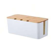 Caja organizadora de cables con tapa de madera, oculta los cables, se adapta a varios enchufes de adaptador, organizador de cables espacioso, protector de toma de corriente oculto en el escritorio o el piso - Ideal para el hogar y la oficina, un gran regalo para amigos, novio, novia, madre, Día de la Madre, boda, almacenamiento - Multicolor - Ver 7
