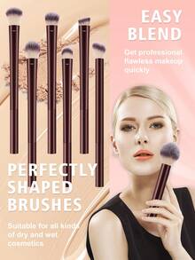 26PCS Makeup Tools Set Including:20PCS Makeup Brush Set+1pc Multi-Functional Zipper Toiletry And Cosmetic Bag Waterproof+2PCS Makeup Sponges+1pc Mini Makeup Sponges+1pc Triangle Powder Puffs+1pc Mini Air Cushion Powder Puffs - Burgundy - View 5