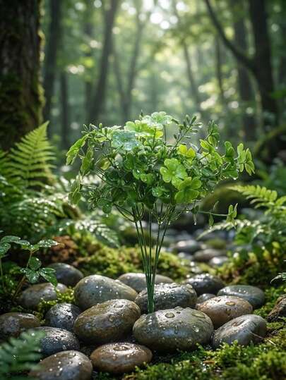 1株11.8英寸人造幸运草，逼真仿真绿植枝条，适用于花瓶、家居办公室桌面装饰及圣帕特里克节摆设