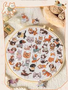 20张天鹅绒刺绣可爱宠物贴纸，可爱猫狗图案，适用于手提包、微缩景观、手机壳装饰拼贴，也适用于微缩景观口袋贴纸，可粘贴在行李箱、电脑、水杯、手机壳、冰箱等处。