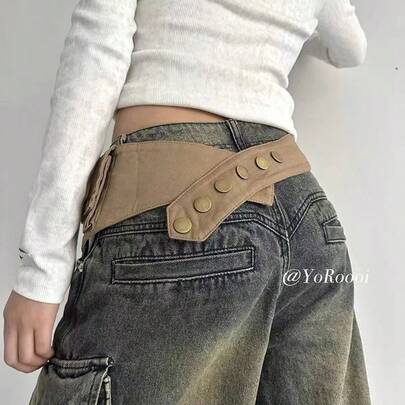 Cinturón ajustable de estilo occidental retro, bolso de cintura vintage desgastado, de moda