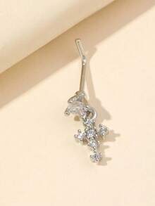 1pc Women's Elegant Personalized Creative Fashion L-Shaped Rhinestone Decor Cross Pendant Nose Ring D2AO - Nhiều màu - Xem 3