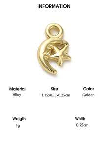 10pcs Alloy Pendants, Flat Round With Moon/Star/Moon, Golden/Light Gold - Gold - View 15