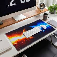 1pc Extra Large Professional Mouse Pad, Ice And Fire Binary Star System Computer Gaming Mouse Pad, Super Sized Gaming Desk Mat, Suitable For Computer Mouse, Durable Non-Slip Natural Rubber Base, Applicable For Office, Computer, Keyboard, Laptop And Home Desk - Multicolor - View 4