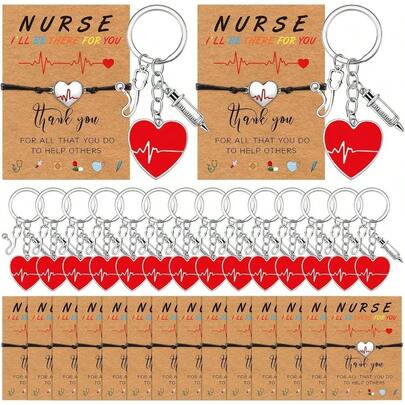 - Llavero de enfermera, 32 unidades, regalo de agradecimiento con colgante, regalos de de enfermera, regalo de agradecimiento de enfermera, llavero con colgante de corazn rojo, regalos