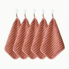 5-Piece Luxury Soft Towel Set - Super Absorbent Quick-Dry Hand Towels - Multi-Functional 11.8 * 11.8inch , Suitable For Home Bathroom And Daily Use, Lint-Free With Hanging Loop, Suitable For Outdoor, Kitchen And Travel - 5 sọc đỏ gạch - Xem 5