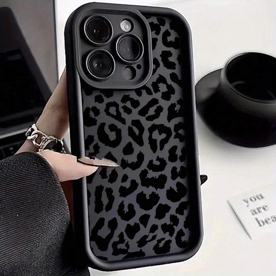 Black Leopard Print Compatible With Apple 16/15/14/13/12 Pro Max High Bamboo Phone Case  11 Soft - White - View 1