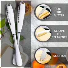 3pcs Durable 430 Stainless Steel Butter Spreader Knives, Butter Knife Spreaders, Premium Stainless Steel Butter Knives Curler, Butter Slicer With Holes, Butter Grater, 3-In-1 Multifunctional Serrated Kitchen Gadgets, Dishwasher - Multicolor - View 8